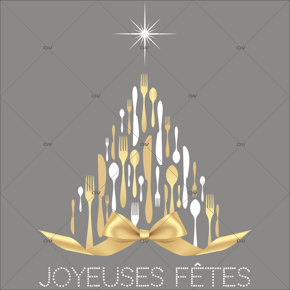 sticker-sapin-couverts-de-noel-texte-joyeuses-fetes-noeud-cadeau-dore-or-noel-theme-gourmet-restaurant-vitrine-noel-electrostatique-vitrophanie-sans-colle-DECO-VITRES-SP37