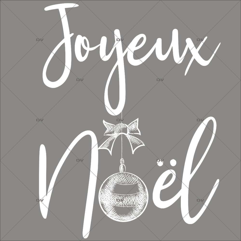 Jn36 Sticker Texte Joyeux Noel Boule