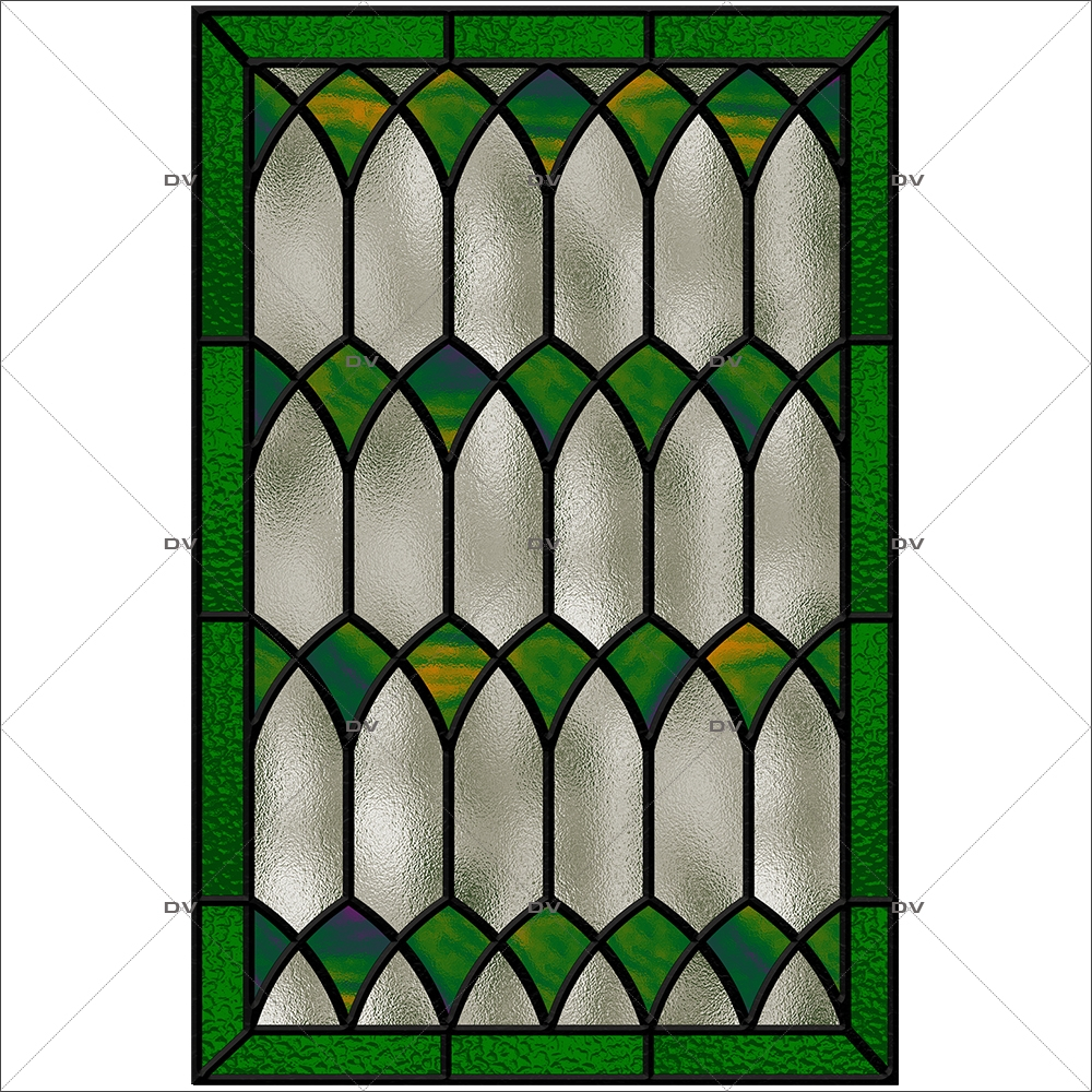 Sticker-vitrail-géométrique-vert-gris-ancien-vintage-retro-vitrophanie-électrostatique-sans-colle-repositionnable-réutilisable-ou-adhésif-décoration-fenêtres-vitres-DECO-VITRES