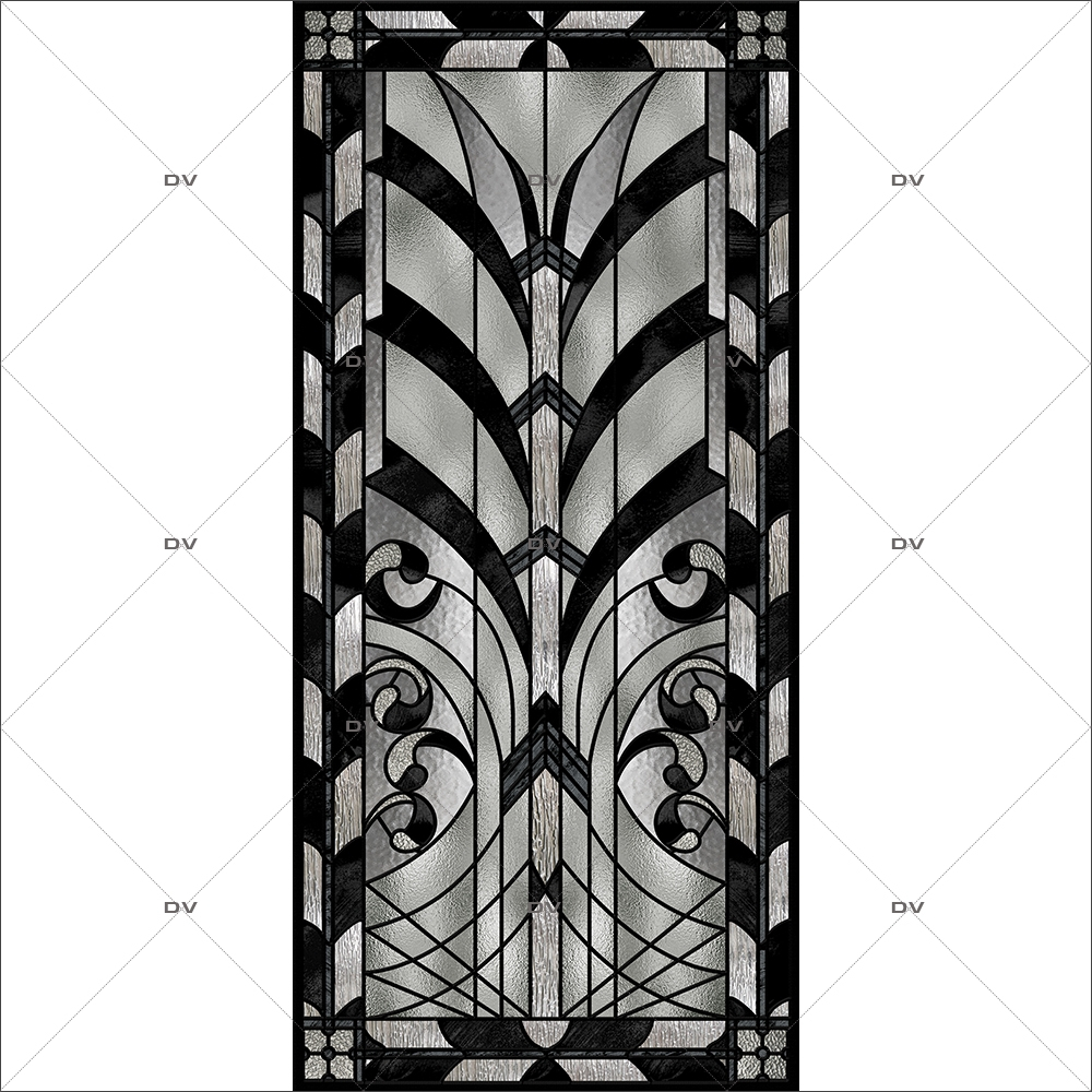 sticker-vitrail-art-deco-adhesif-effet-depoli-gris-noir-DECO-VITRES-VIT193