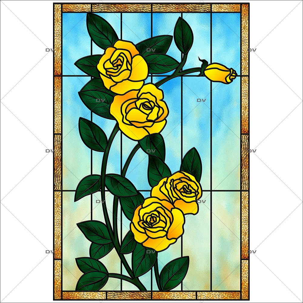 Sticker-vitrail-roses-fleurs-jaunes-paysage-nature-retro-vitrophanie-électrostatique-sans-colle-repositionnable-réutilisable-ou-adhésif-décoration-fenêtres-vitres-DECO-VITRES