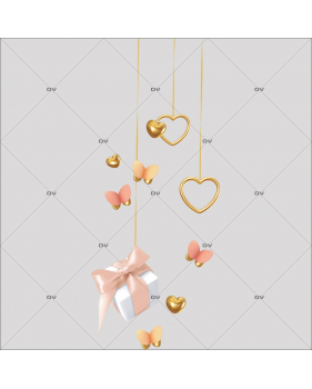 sticker-suspension-coeurs-or-papillons-paquet-cadeau-ruban-rose-electrostatique-sans-colle-repositionnable-DECO-VITRES-SV68G