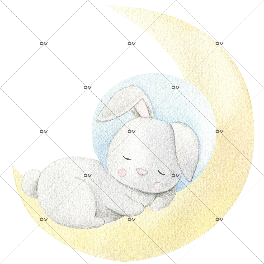 Sticker Chambre Fille, Stickers muraux Lapin Etoiles, Décoration murale  enfant