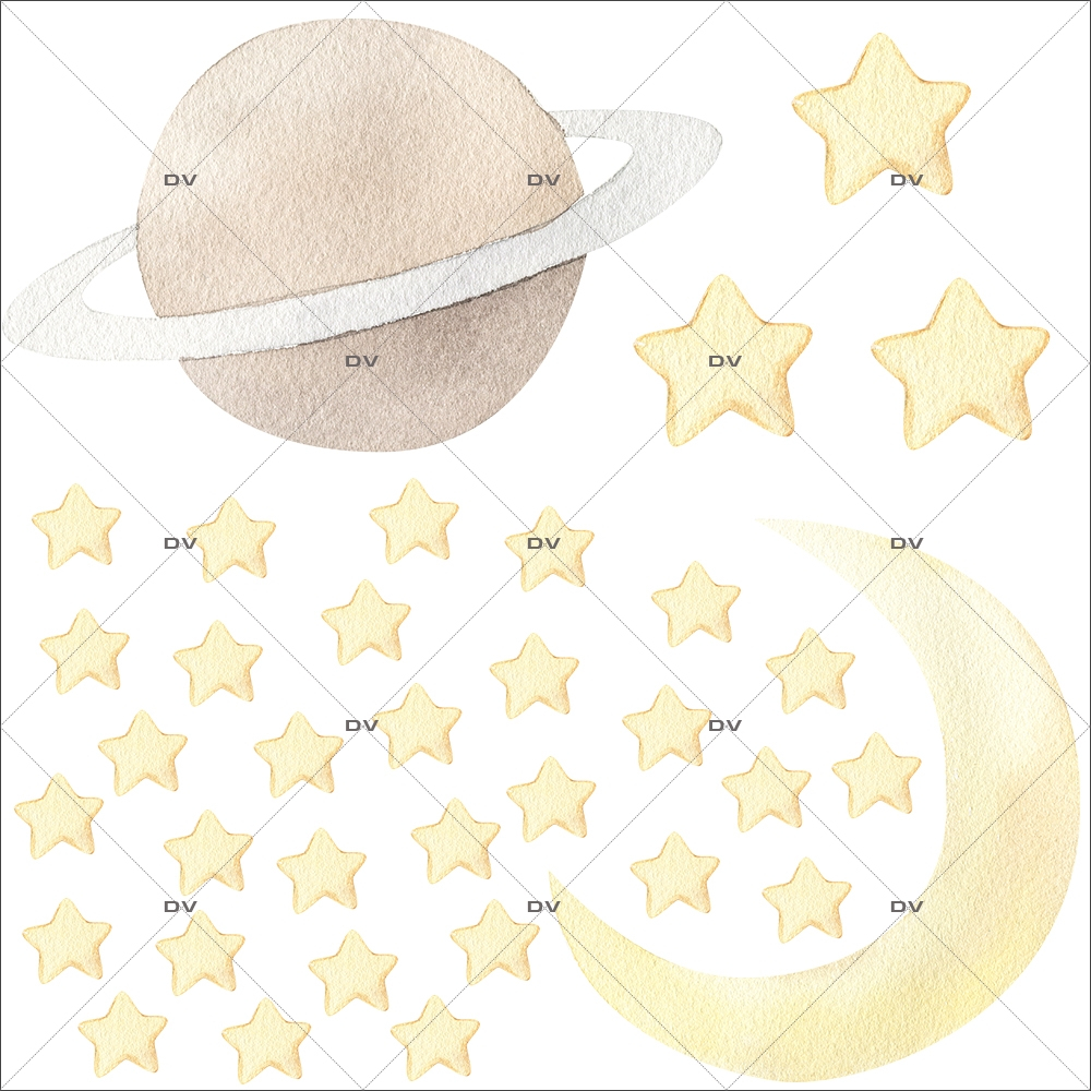 Stickers Muraux Enfants - Stickers Chambre Bebe Animaux Planet Planètes  Étoiles Système Solaire Stickers pour Chambres d'enfants