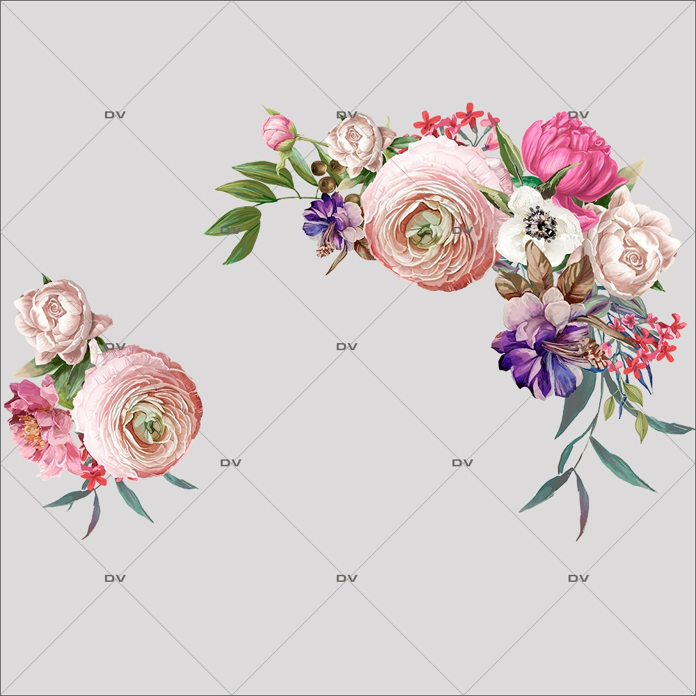 FLEURS39 - Sticker angle de fleurs aquarelle