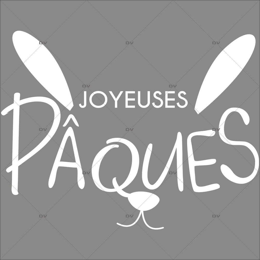 PAQ130 - Texte Joyeuses Pâques oreilles et museau de lapin