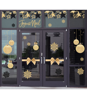 Sticker-frises-étoiles-noir-or-vitrophanie-décoration-vitrine-noël-électrostatique-sans-colle-repositionnable-réutilisable-DECO-VITRES