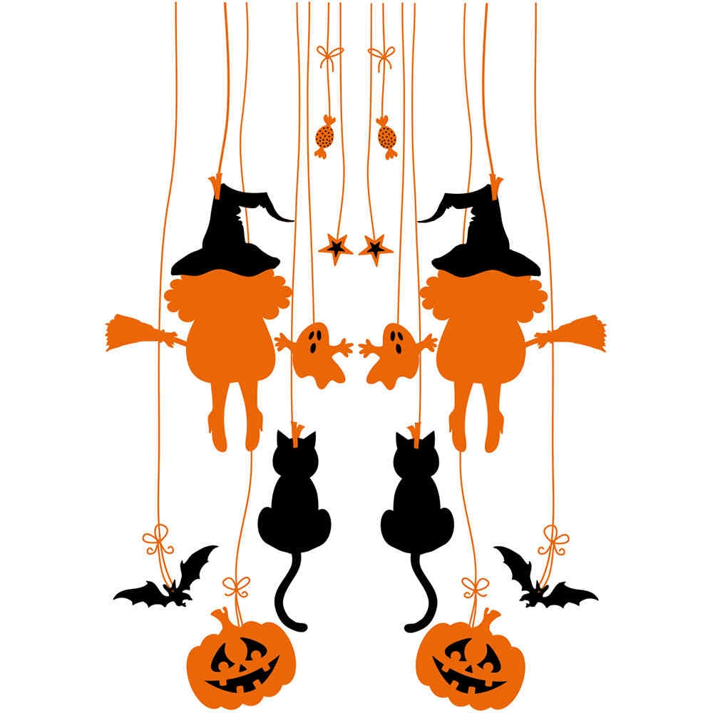 Sticker-halloween-frises-suspensions-sorcières-citrouilles-fourche-chauve-souris-chat-noir-fantôme-31-octobre-vitrophanie-décoration-vitrine-halloween-électrostatique-sans-colle-repositionnable-réutilisable-DECO-VITRES