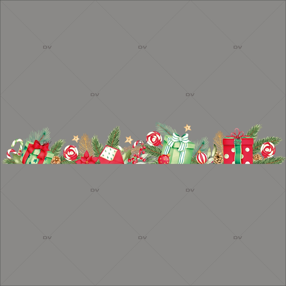 Sticker frise de cadeaux DECOVITRES Vitrophanie électrostatique