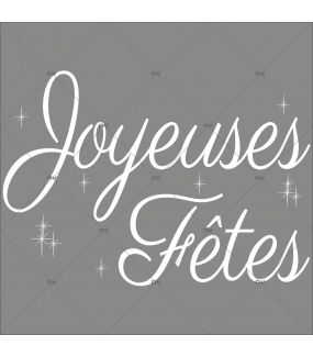 Stickers Vitrophanies 3 étoiles Joyeuses Fêtes - 33x33 Cm, PVC Transparent 150 Microns