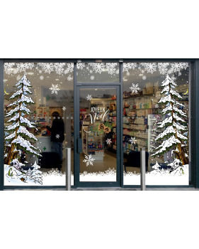 photo-vitrine-stickers-noel-texte-joyeux-noel-pignes-sapins-enneiges-entourage-frises-cristaux-neige-blanc-vitrophanie-electrostatique-repositionnable-reutilisable-sans-colle-DECO-VITRES