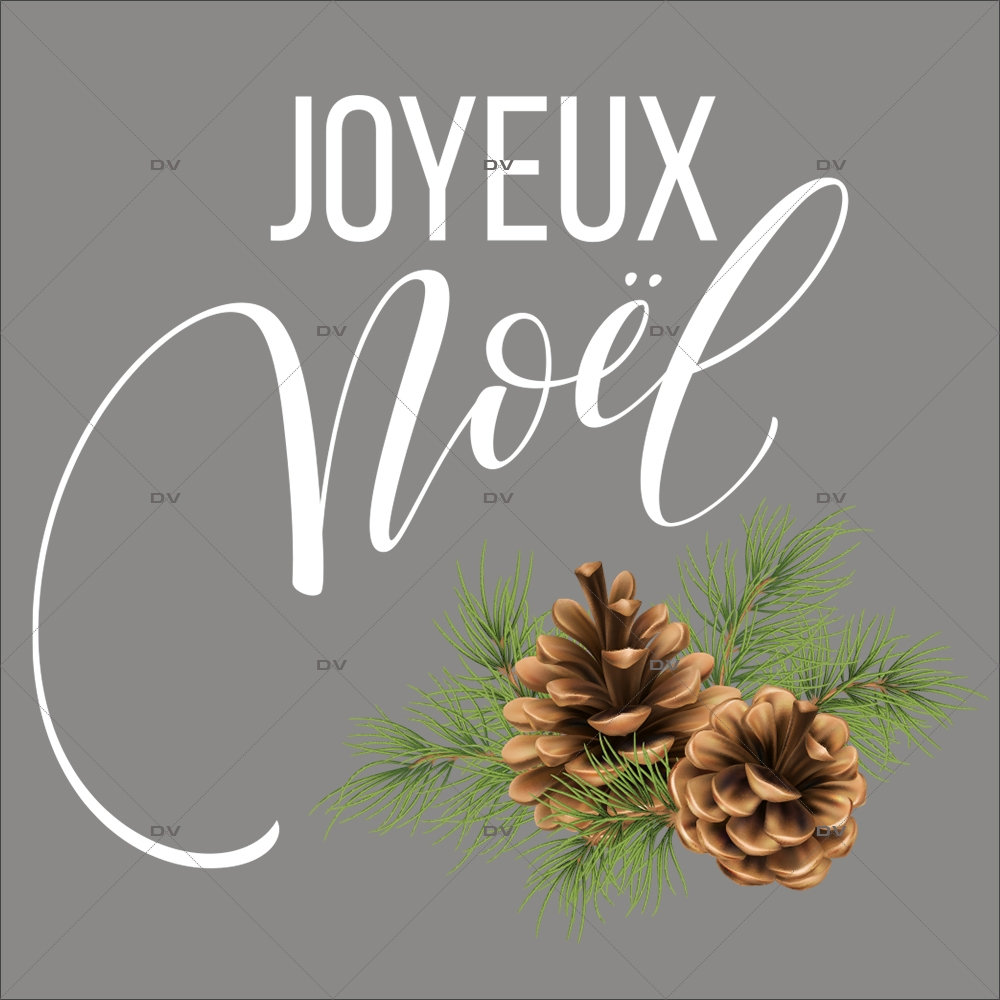 JN40 - Sticker Joyeux Noël pignes de pin