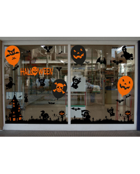 Sticker-halloween-ballon-chauve-souris-31-octobre-vitrophanie-décoration-vitrine-halloween-électrostatique-sans-colle-repositionnable-réutilisable-DECO-VITRES
