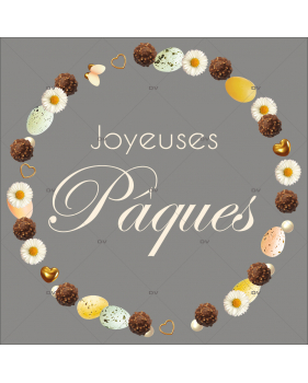 PAQ135 - Sticker couronne Joyeuses Pâques oeufs et chocolats