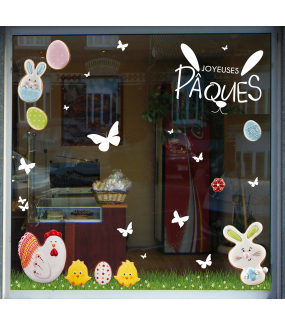 PAQ154 - Texte Joyeuses Pâques oreilles et museau de lapin