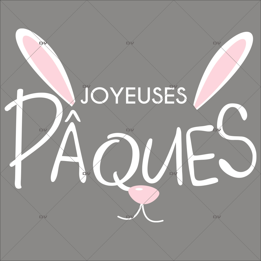PAQ154 - Texte Joyeuses Pâques oreilles et museau de lapin