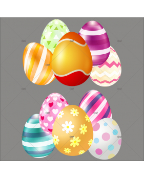 PAQ158 - Sticker oeufs de Pâques multicolores