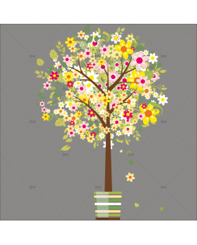 PRINT10 - Sticker arbre fleuri en pot