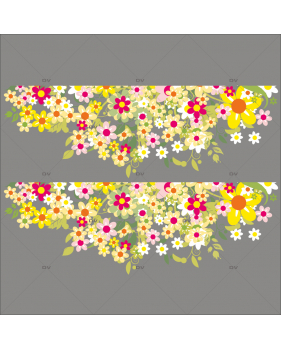 FLEURS41 - Sticker frises de fleurs multicolores