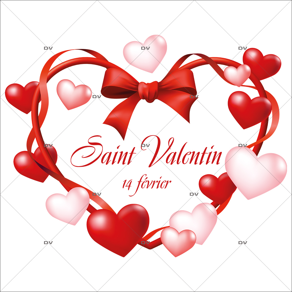 SV77 - Sticker coeurs ruban Saint Valentin 14 février