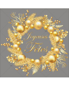 CR19 - Sticker couronne Joyeuses Fêtes féérie dorée