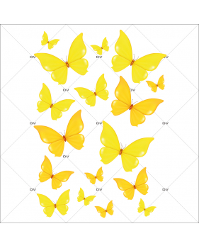 PAP21 - Sticker 17 papillons jaunes