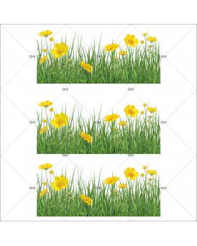 FLEURS43 - Sticker frises d'herbes et fleurs jaunes