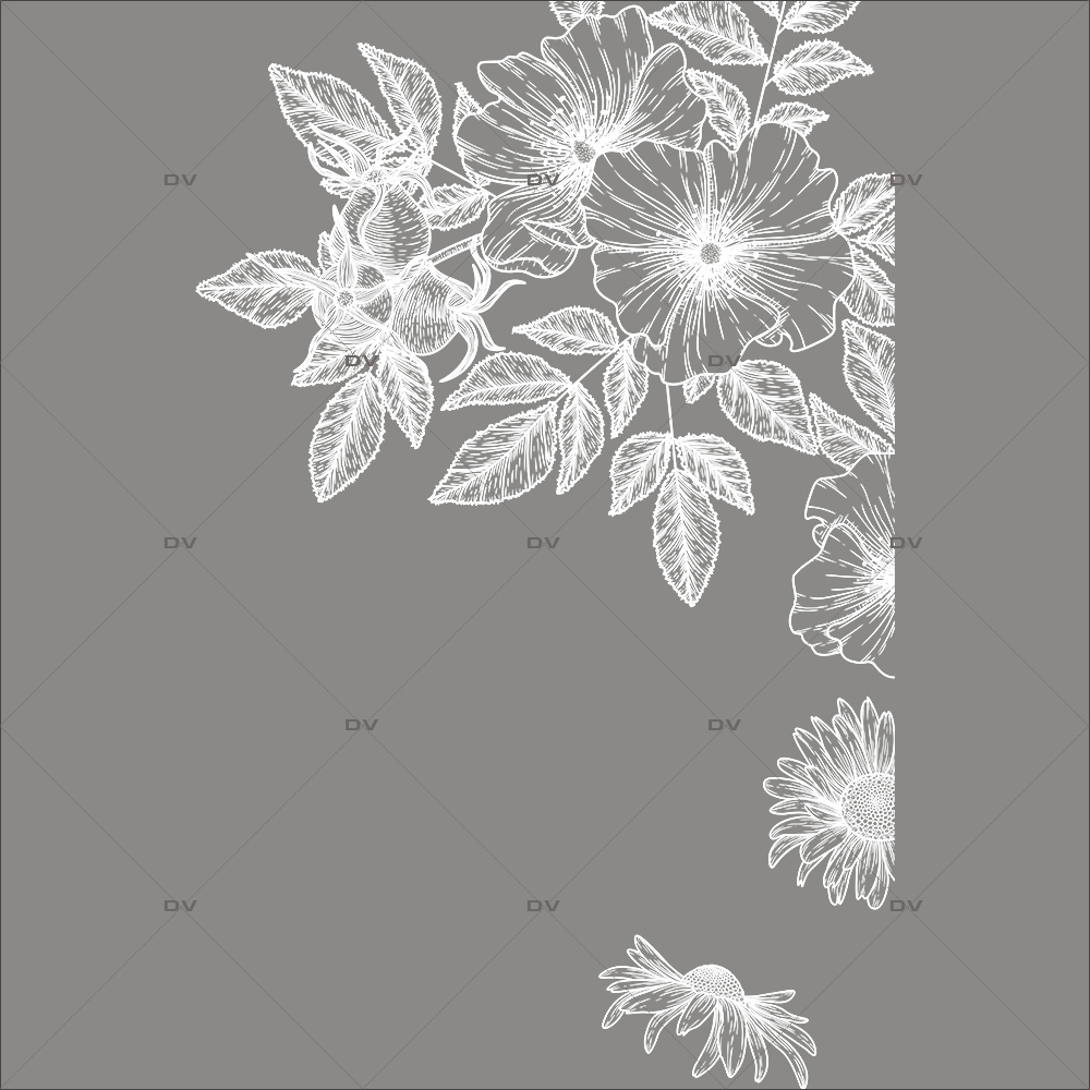 MIEL3 - Sticker angle de fleurs blanches