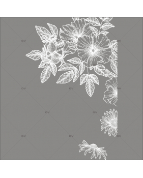 MIEL3 - Sticker angle de fleurs blanches