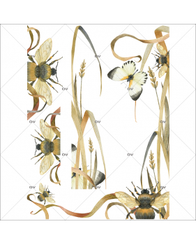 MIEL6 - Sticker kit déco miel aquarelle
