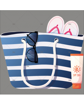 ETE17 - Sticker sac de plage bleu