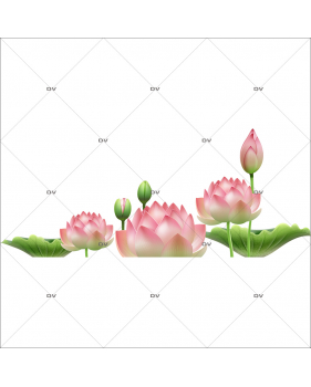 LTS3 - Sticker frise de fleurs de lotus