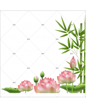 LTS1 - Sticker angle de fleurs de lotus et bambous
