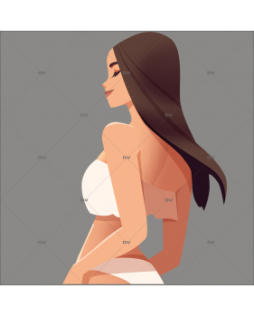 ETE26- Sticker jeune femme à la plage