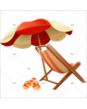 ETE12 - Sticker chaise longue parasol et tongs