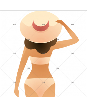 ETE16 - Sticker femme chapeau debout