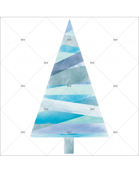 SP57 - Sticker sapin aquarelle bleu