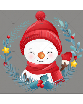 sticker-noel-couronne-bonhomme-de-neige-bonnet-moufles-rouges-electrostatique-sans-colle-decoration-vitrine-DECO-VITRES-BN13