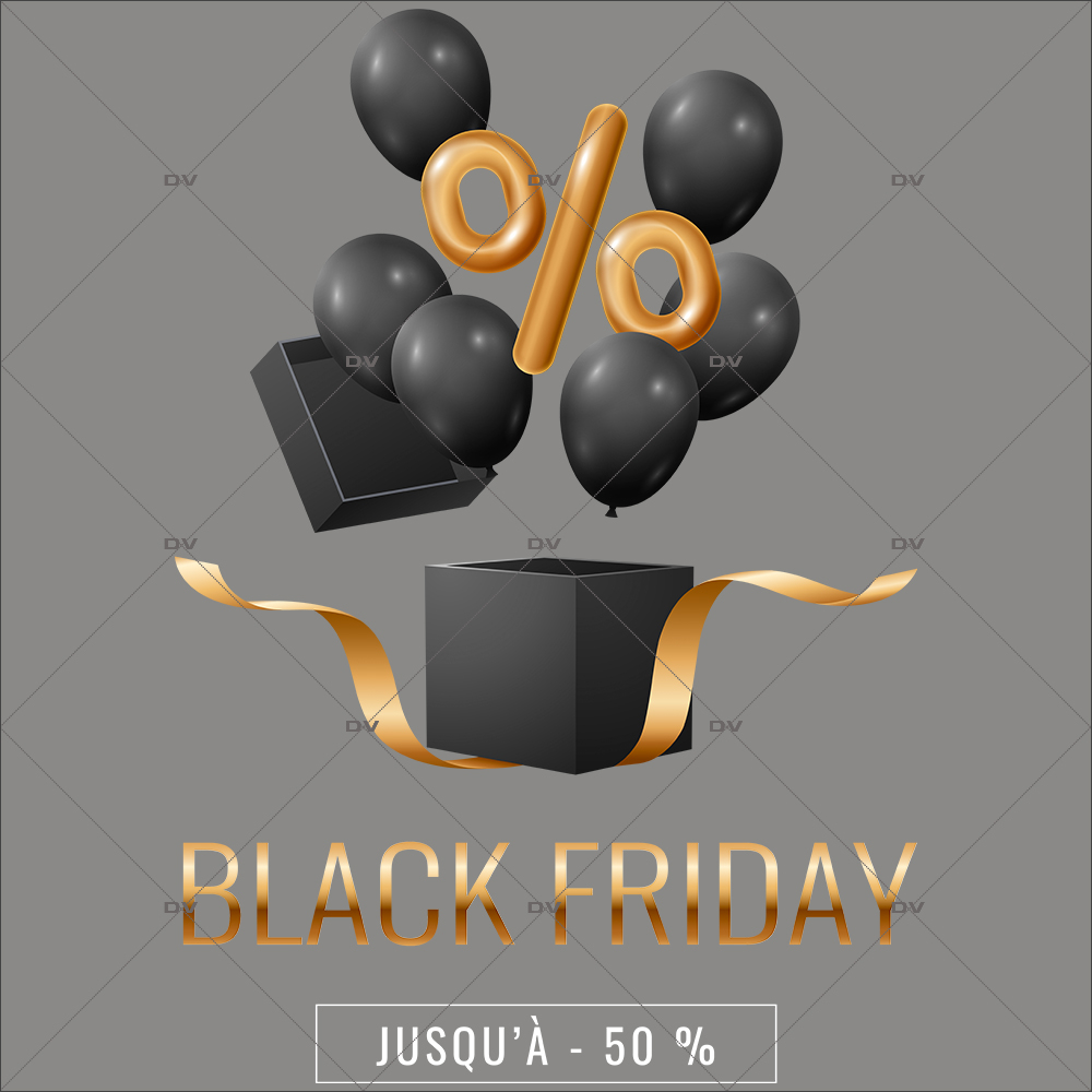 sticker-ballons-black-friday-pourcentage-dore-noir-electrostatique-sans-colle-decoration-vitrine-DECO-VITRES