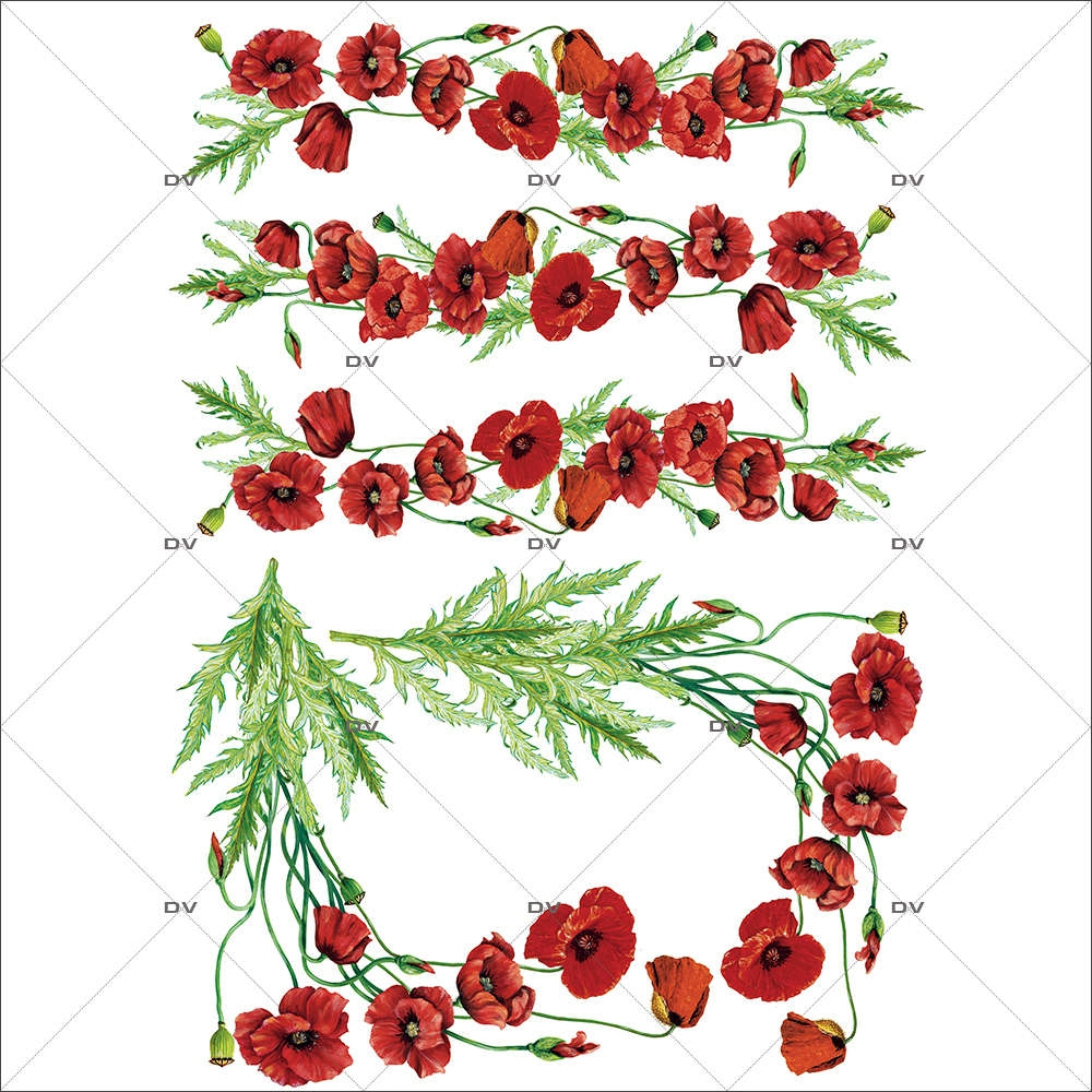 Sticker-frises-et-angles-de-coquelicots-provence-fleurs-été-vitrophanie-décoration-vitrine-estivale-électrostatique-sans-colle-repositionnable-réutilisable-DECO-VITRES