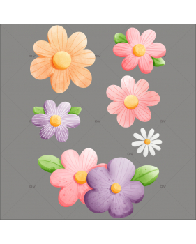 FLEURS51 - Sticker fleurs aquarelle