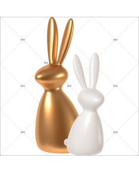 PAQ210 - Sticker lapins or et blanc