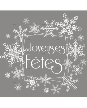 CR26 - Sticker couronne cadre et cristaux givrés Joyeuses Fêtes