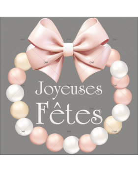 CR27 - Sticker couronne boules et noeud boudoir Joyeuses Fêtes