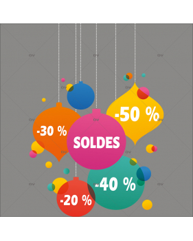 SOLD63 - Sticker suspensions boules soldes pourcentages multicolore