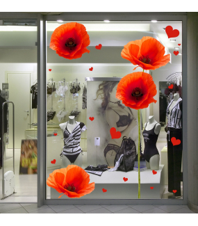 Sticker-tige-de-coquelicots-provence-fleurs-été-vitrophanie-décoration-vitrine-estivale-électrostatique-sans-colle-repositionnable-réutilisable-DECO-VITRES