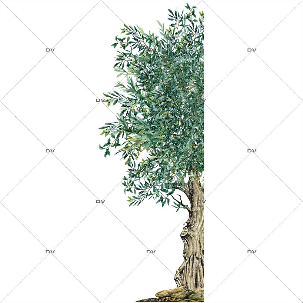 Sticker-demi-olivier-provence-arbre-olives-printemps-été-vitrophanie-décoration-vitrine-estivale-printanière-électrostatique-sans-colle-repositionnable-réutilisable-DECO-VITRES