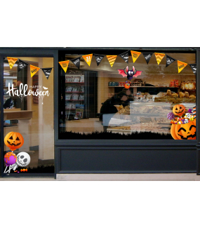 photo-stickers-vitrine-halloween-citrouilles-friandises-fanions-trick-or-treat-electrostatique-sans-colle-DECO-VITRES