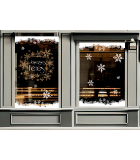 vitrine-noel-cadre-couronne-cristaux-dores-blancs-electrostatique-sans-colle-DECO-VITRES