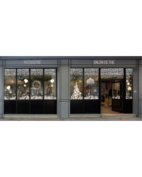 foto-escaparate-decoracion-navidad-Pegatina-corona-degradado-de-copos-dorada-Felices-Fiestas-DECO-VITRES